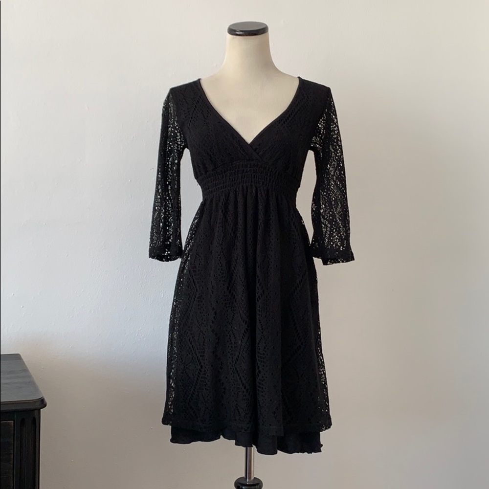 Urban Outfitters black lace bell sleeve dress S
